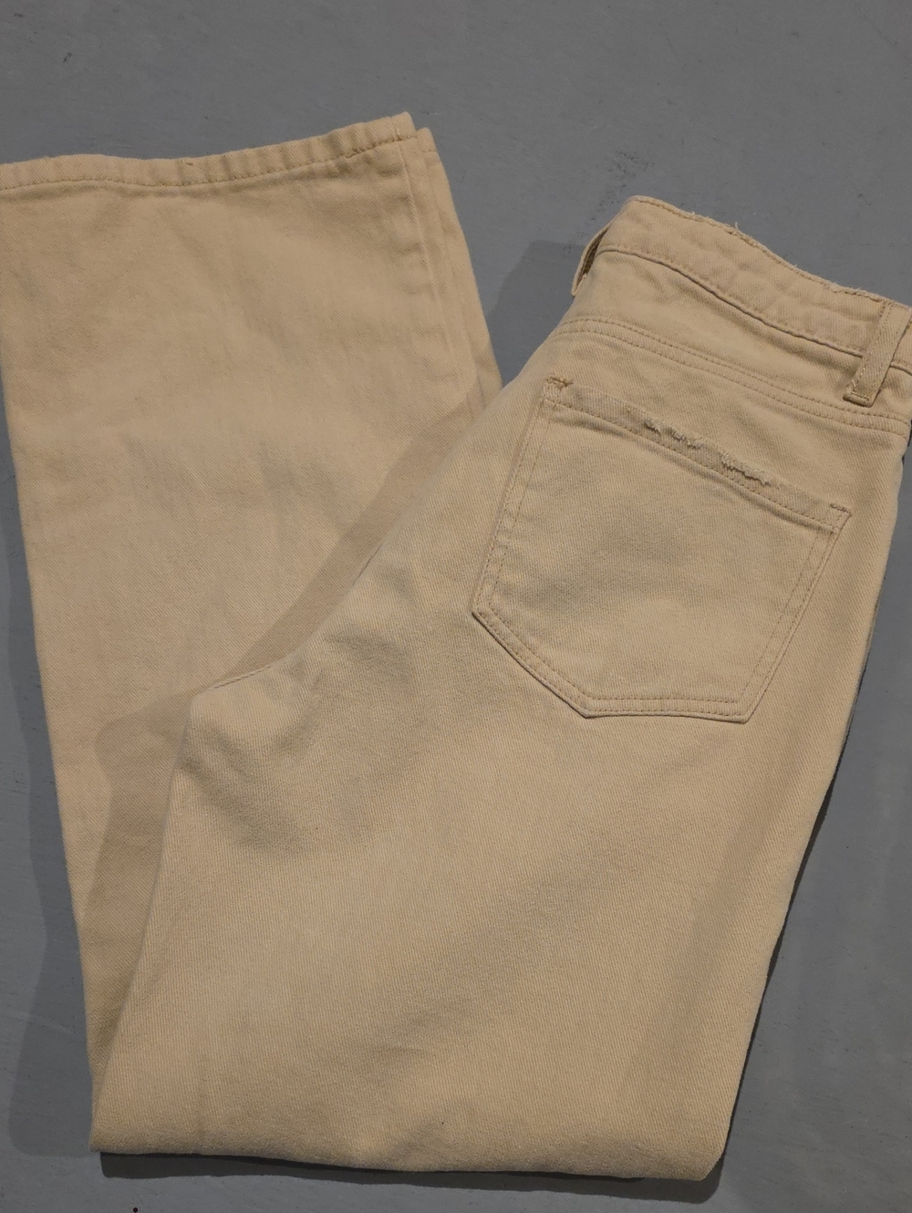 Sage The Label Distressed Khaki / Cream Straight Leg Jeans Size XS